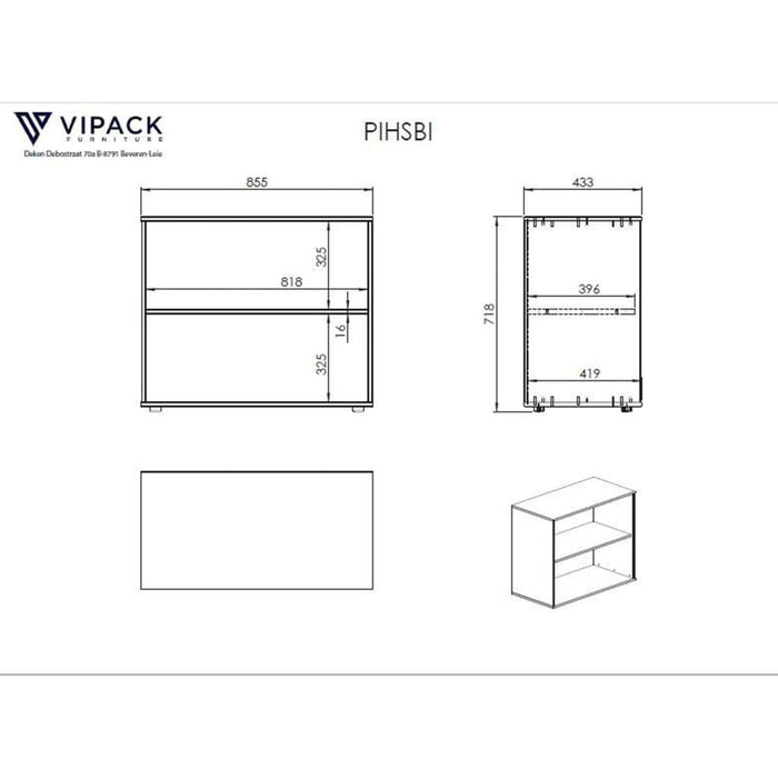 Vipack Boekenkast Pino Met 2 Lades Hout