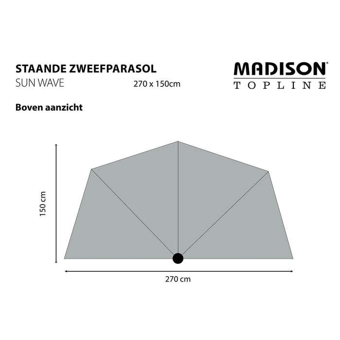 Madison Balkonparasol Sun Wave 270X150 Cm Steen