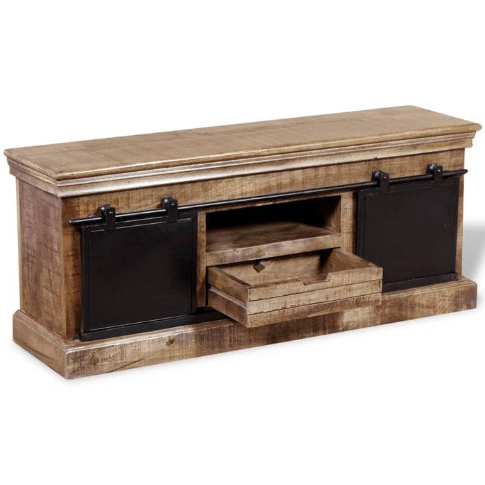 Tv-Meubel Met 2 Schuifdeuren 110X30X45 Cm Massief Mangohout