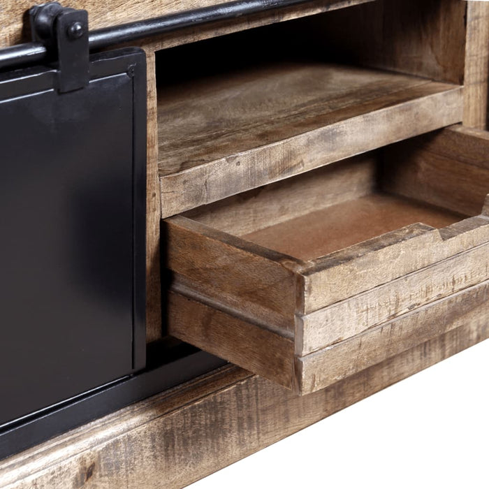 Tv-Meubel Met 2 Schuifdeuren 110X30X45 Cm Massief Mangohout