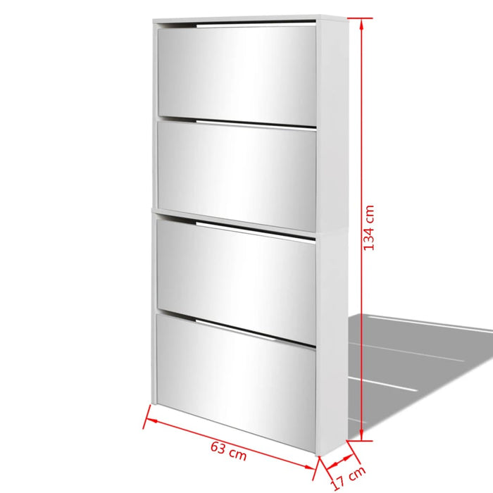 Schoenenkast Met 4 Spiegels 63X7X34 Cm Wit