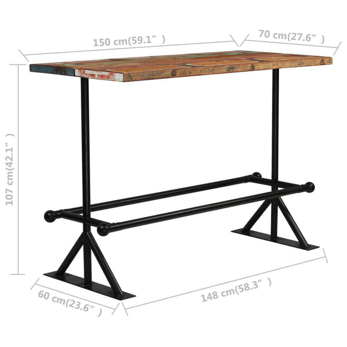 Bartafel 150X70X107 Cm Massief Gerecycled Hout Meerkleurig