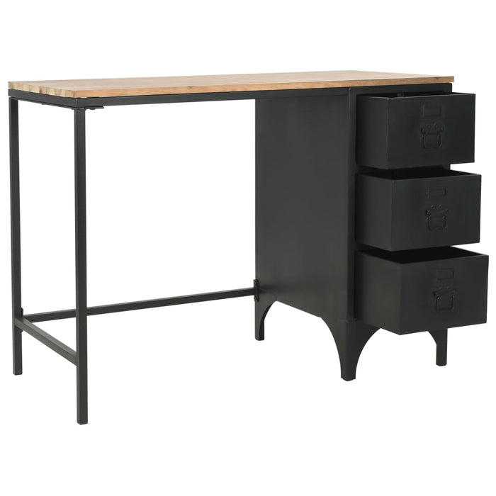 Bureau 100X50X76 Cm Massief Vurenhout En Staal