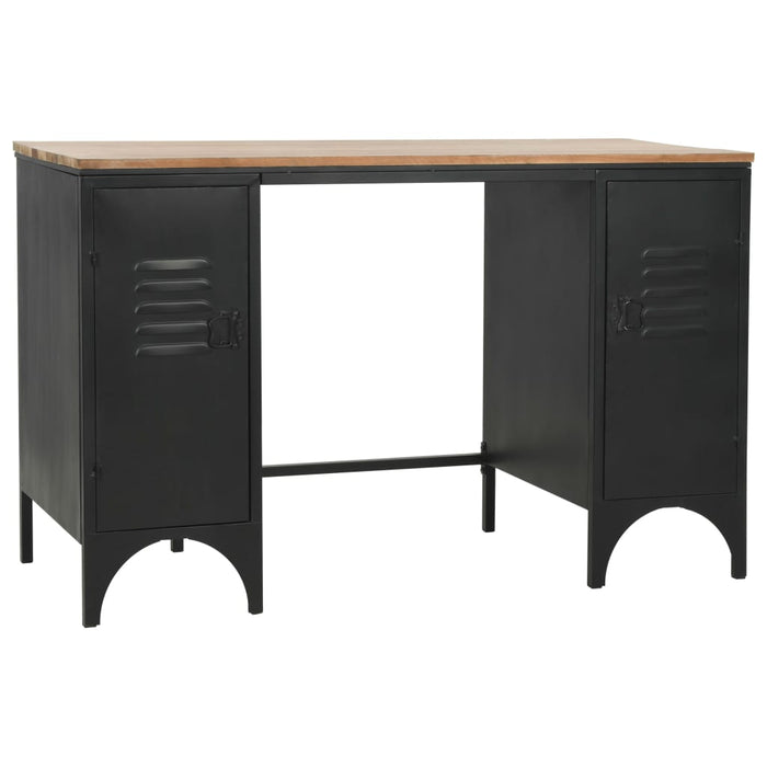 Bureau 120X50X76 Cm Massief Vurenhout En Staal