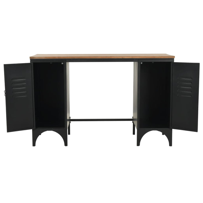 Bureau 120X50X76 Cm Massief Vurenhout En Staal