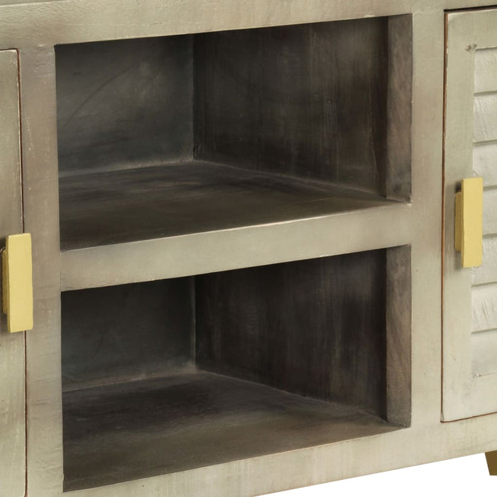 Tv-Meubel 110X30X48 Cm Massief Mangohout Met Messing Grijs