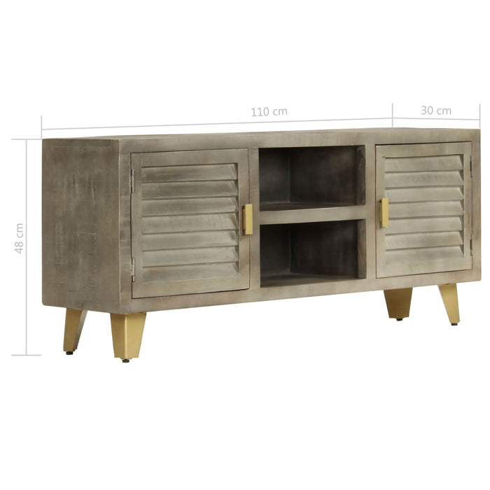 Tv-Meubel 110X30X48 Cm Massief Mangohout Met Messing Grijs