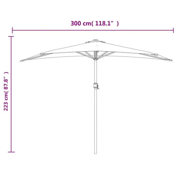 Balkonparasol Half Met Aluminium Paal 300X155 Cm