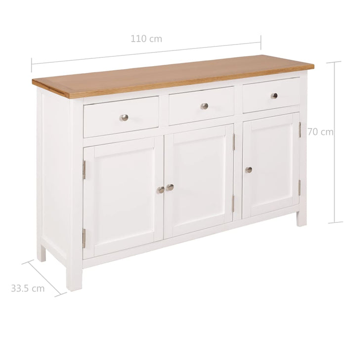 Dressoir 110X33,5X70 Cm Massief Eikenhout