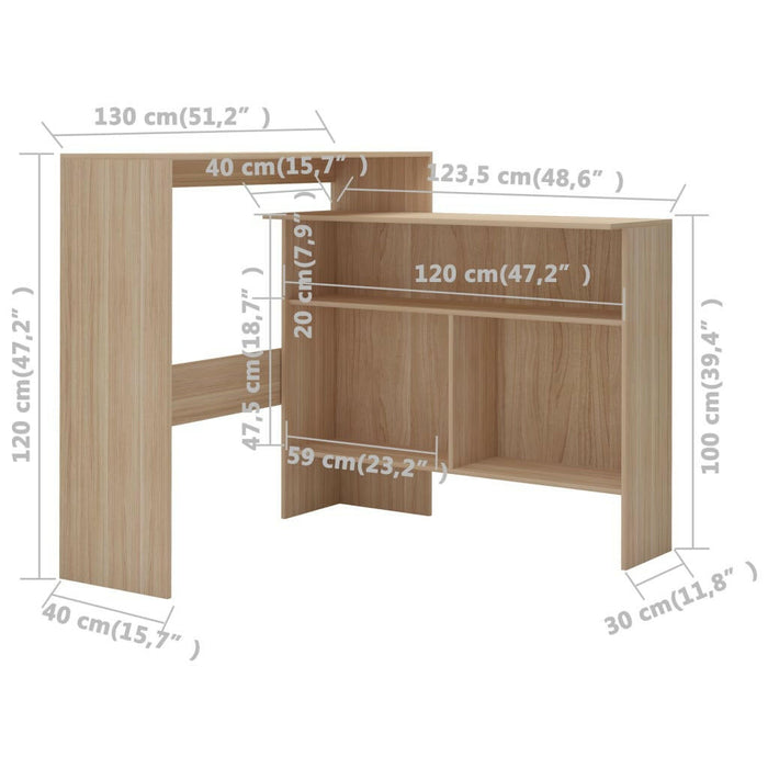 Bartafel Met 2 Tafelbladen 130X40X120 Cm Eikenkleurig