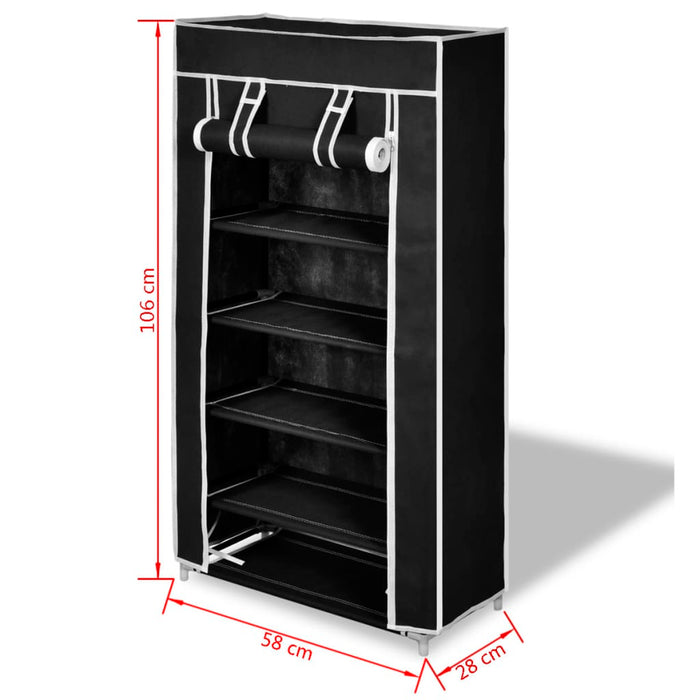 Schoenenkast Met Hoes 58X28X06 Stof Zwart