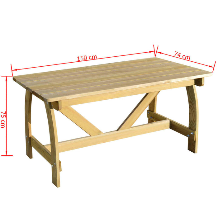 Tuintafel 150X74X75 Cm Geïmpregneerd Grenenhout