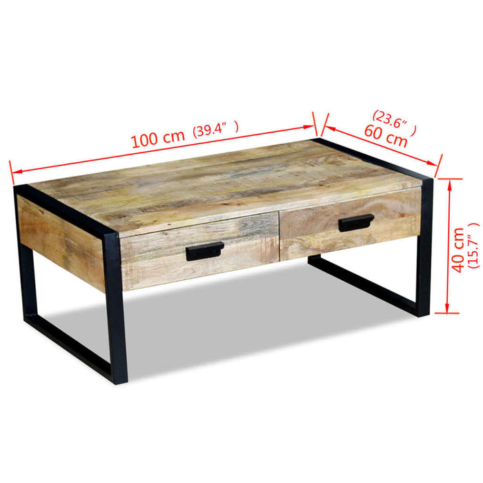 Salontafel Met 2 Lades Massief Mangohout