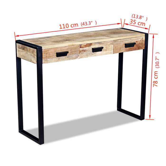 Wandtafel Met 3 Lades 110X35X78 Cm Massief Mangohout