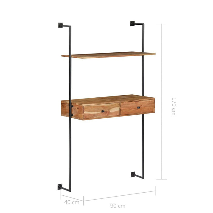 Wandbureau 90X40X170 Cm Massief Acaciahout