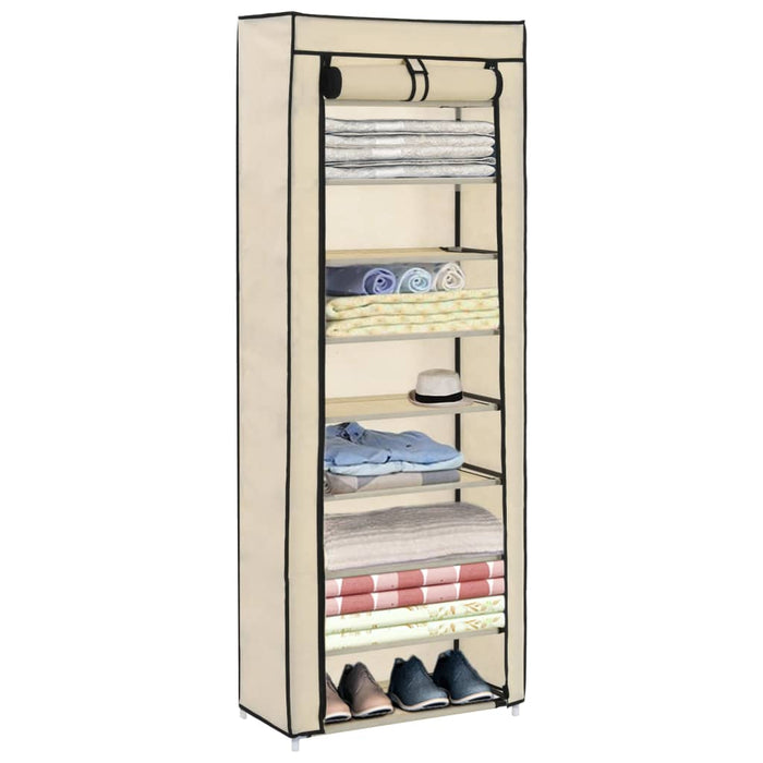 Schoenenkast Met Hoes 57X29X62 Cm Stof Crème