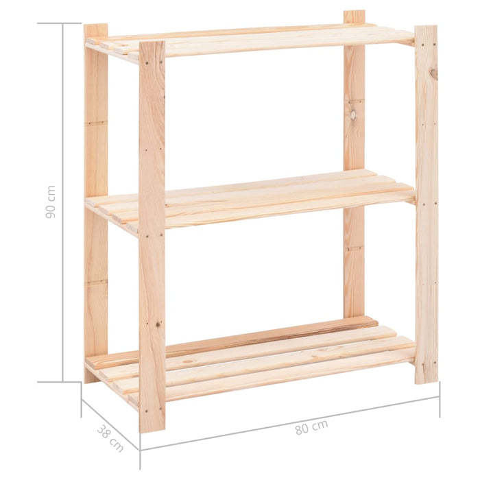 Opbergrek 3-Laags 80X38X90 Cm Massief Grenenhout 150 Kg