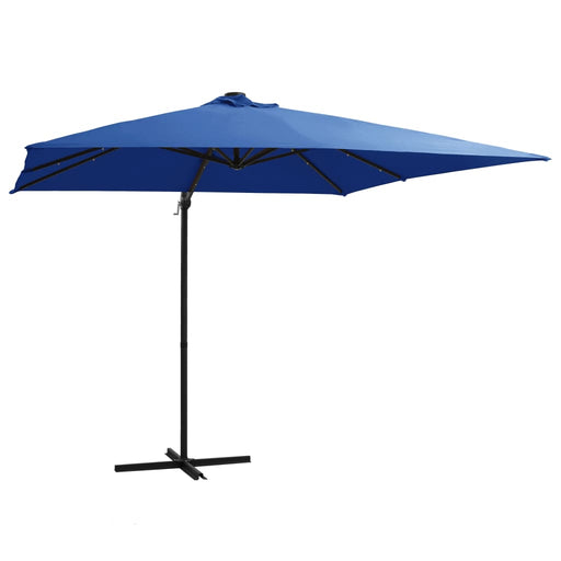 Zweefparasol Met Led-Verlichting En Paal Azuurblauw