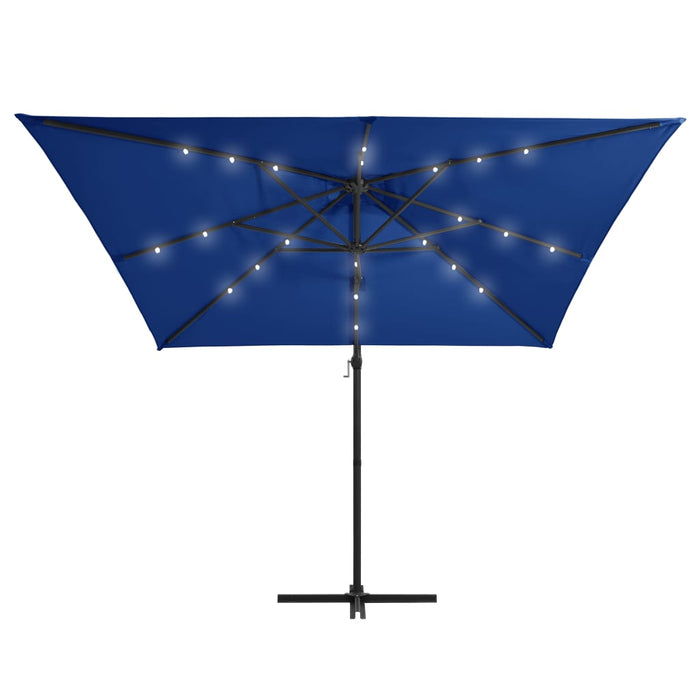 Zweefparasol Met Led-Verlichting En Paal Azuurblauw