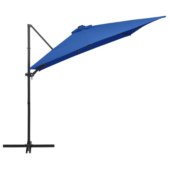 Zweefparasol Met Led-Verlichting En Paal Azuurblauw