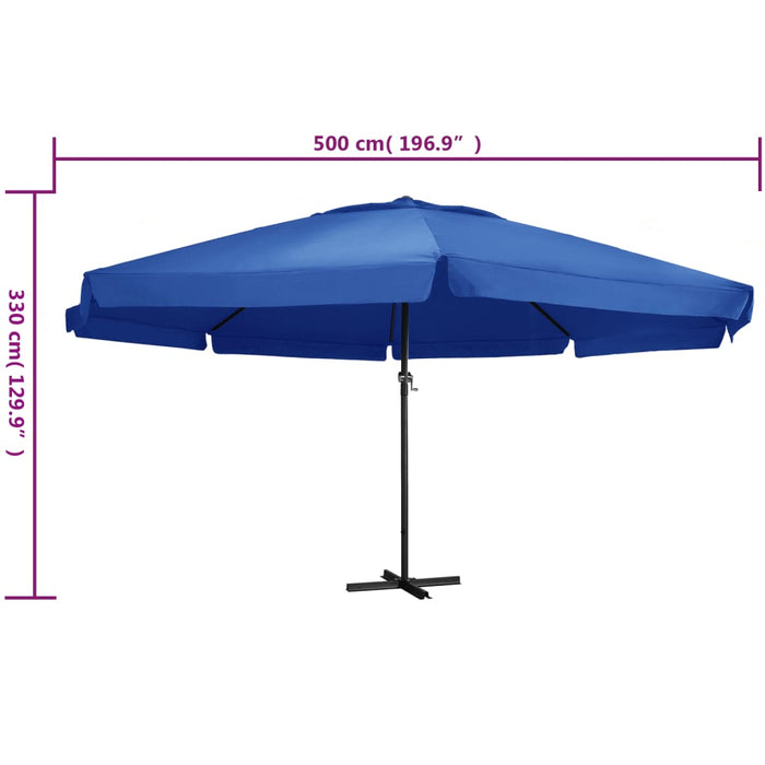 Parasol Met Aluminium Paal Azuurblauw