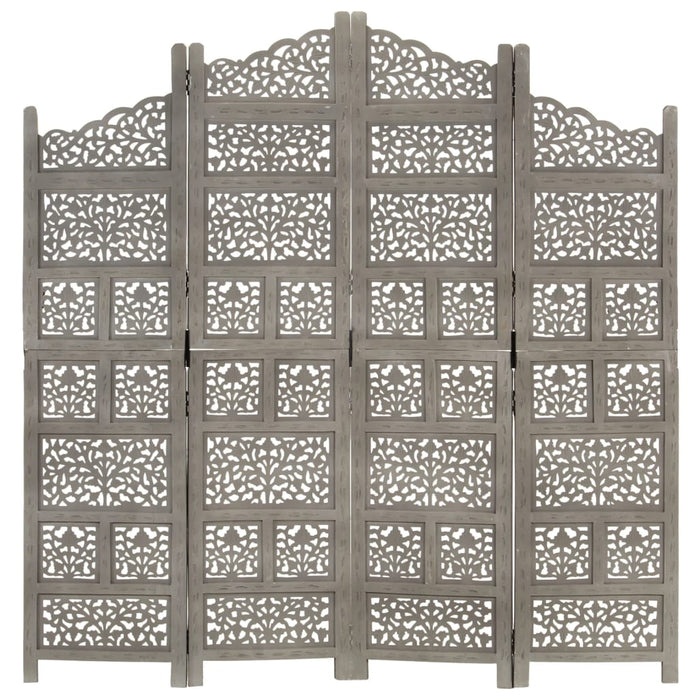 Kamerscherm 4 Panelen Handgesneden 160X165 Cm Mangohout