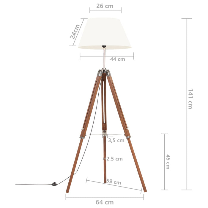 Vloerlamp Driepoot 141 Cm Massief Teakhout Honing