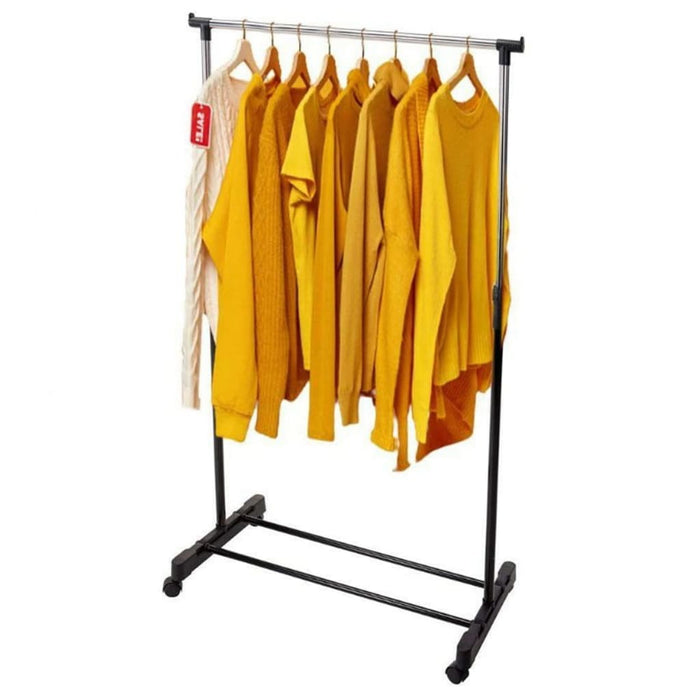 Storage Solutions Kledingrek Met Wielen Enkele Stang 80X42X(90-165) Cm