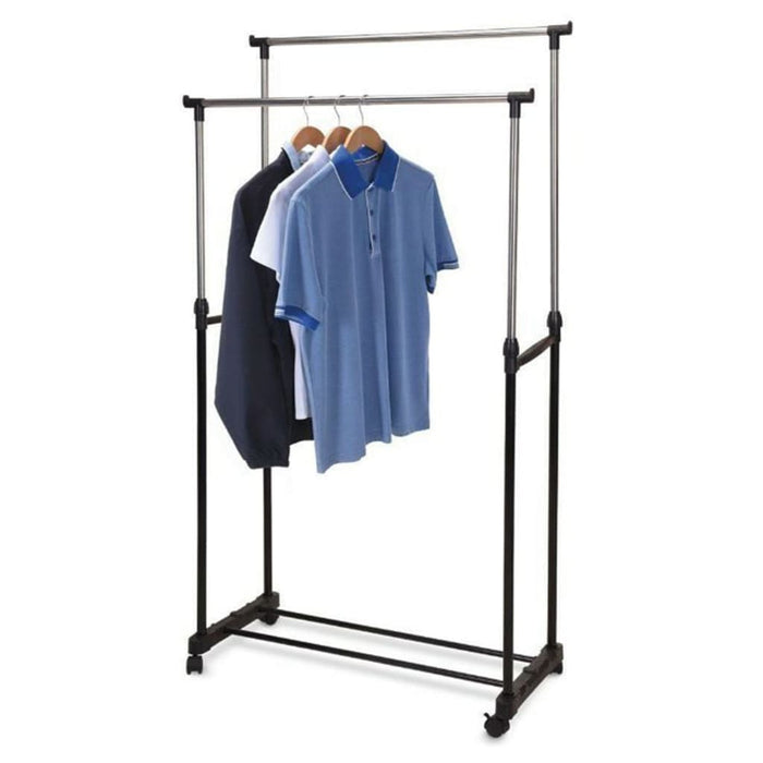 Storage Solutions Kledingrek Met Wielen Enkele Stang 80X42X(90-165) Cm