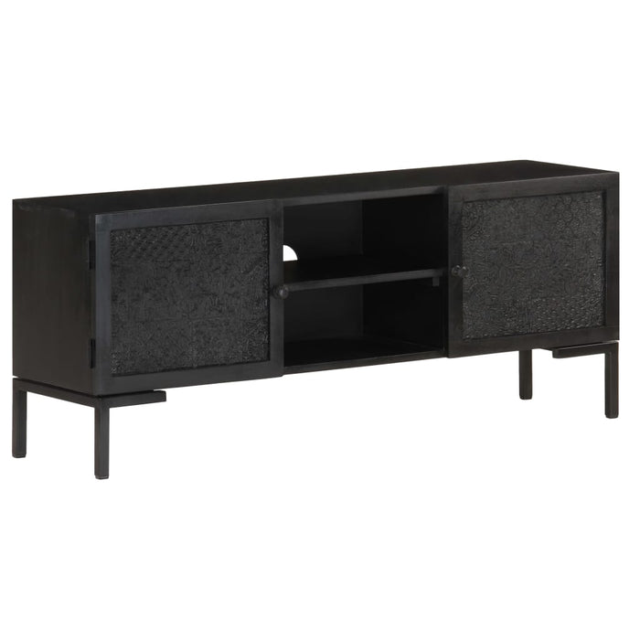 Tv-Meubel 115X30X46 Cm Massief Mangohout Zwart