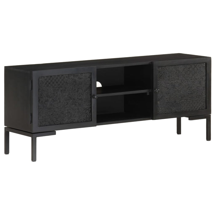 Tv-Meubel 115X30X46 Cm Massief Mangohout Zwart