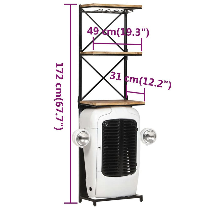 Wijnkast Tractor 4X3X72 Cm Ruw Mangohout Wit