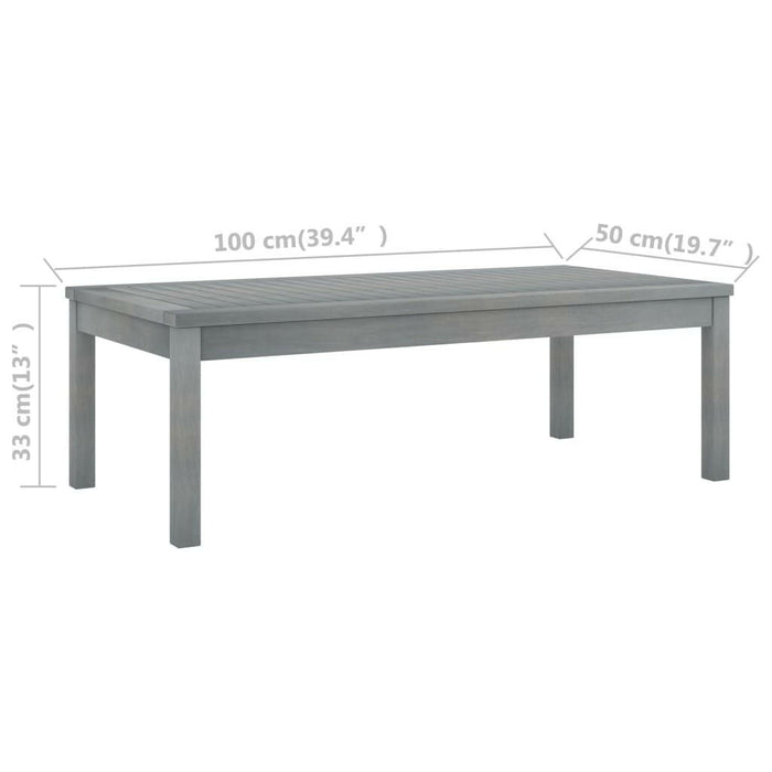 Salontafel 100X50X33 Cm Massief Acaciahout Grijs