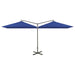 Parasol Dubbel Met Stalen Paal 600X300 Cm Azuurblauw