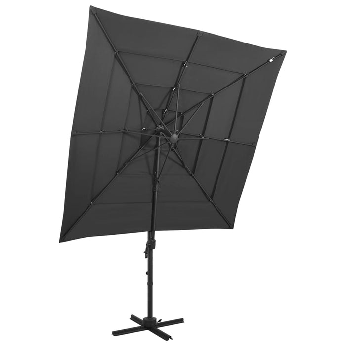 Parasol 4-Laags Met Aluminium Paal 250X250 Cm Azuurblauw