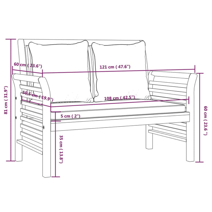 3-Delige Loungeset Met Kussens Massief Acaciahout