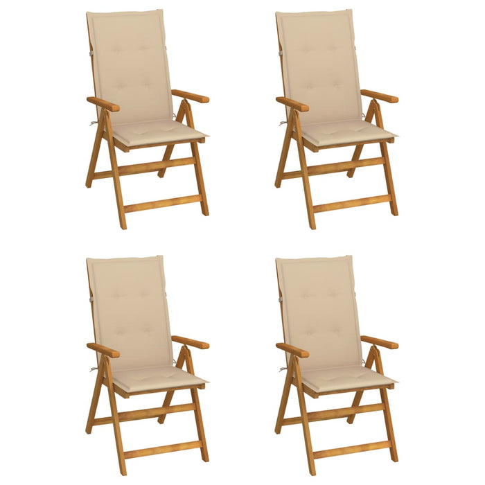 Tuinstoelen Verstelbaar Met Kussens Massief Acaciahout Beige