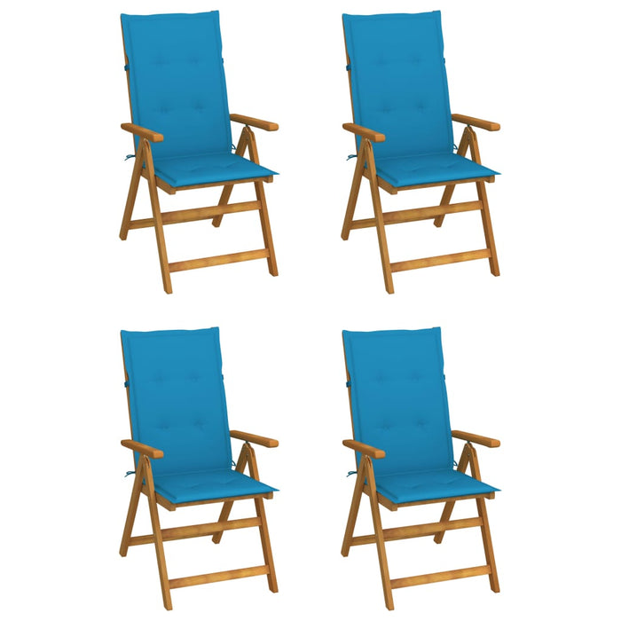 Tuinstoelen Verstelbaar Met Kussens Massief Acaciahout Blauw