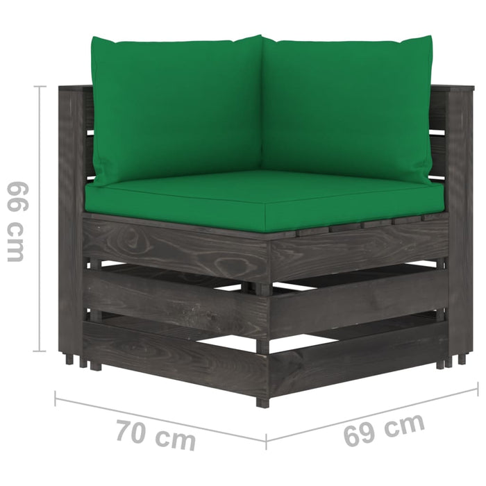 Tuinbank 2-Zits Met Kussens Grijs Geïmpregneerd Hout