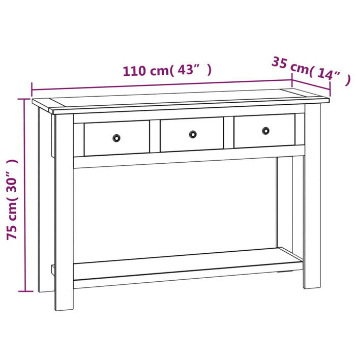 Wandtafel 110X35X75 Cm Massief Eikenhout