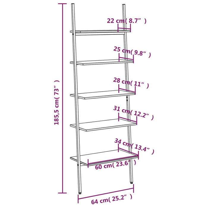 Ladderrek Met 5 Schappen 64X34X185,5 Cm