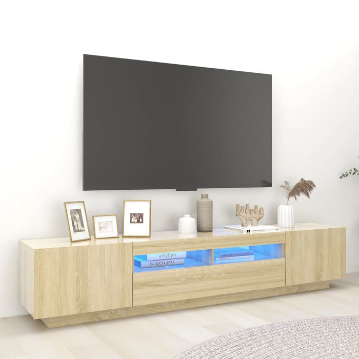 2-Delige Tv-Meubelset Met Led Bewerkt Hout