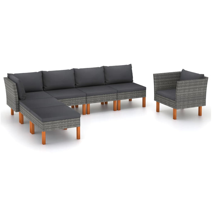 0-Delige Loungeset Poly Rattan En Eucalyptushout