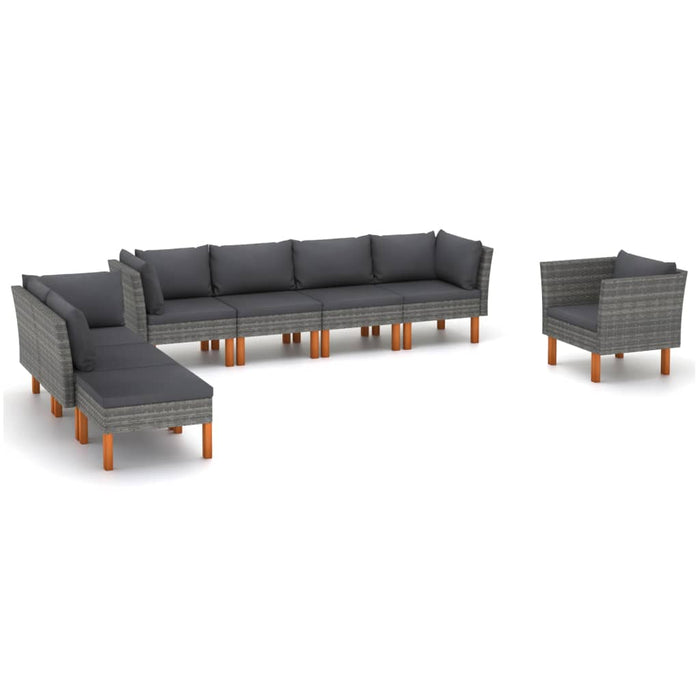 0-Delige Loungeset Poly Rattan En Eucalyptushout