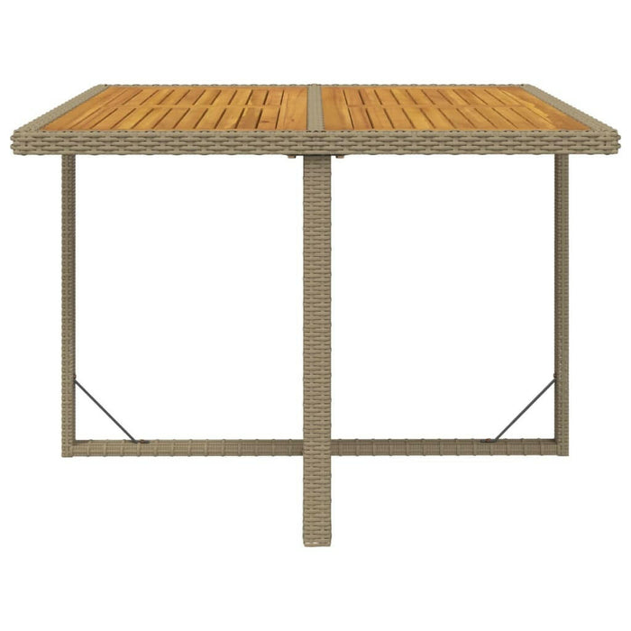 Tuintafel 109X107X74 Cm Poly Rattan En Massief Acaciahout Beige