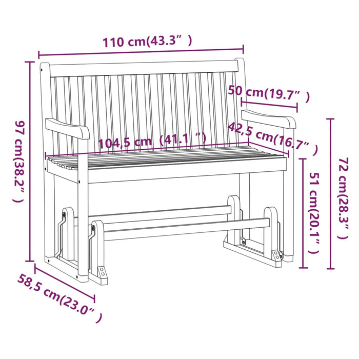 Schommelbank 110 Cm Massief Acaciahout