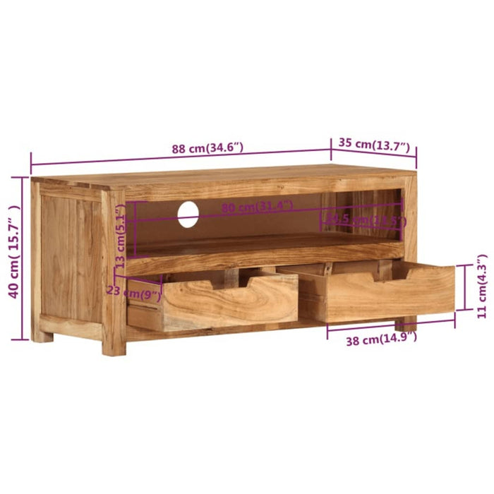 Tv-Meubel 88X35X40 Cm Massief Acaciahout