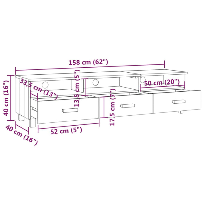 Tv-Meubel Hamar 58X40X40 Cm Massief Grenenhout