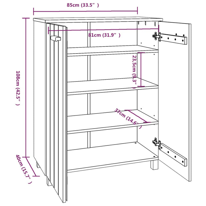 Schoenenkast Hamar 85X40X08 Cm Massief Grenenhout Wit