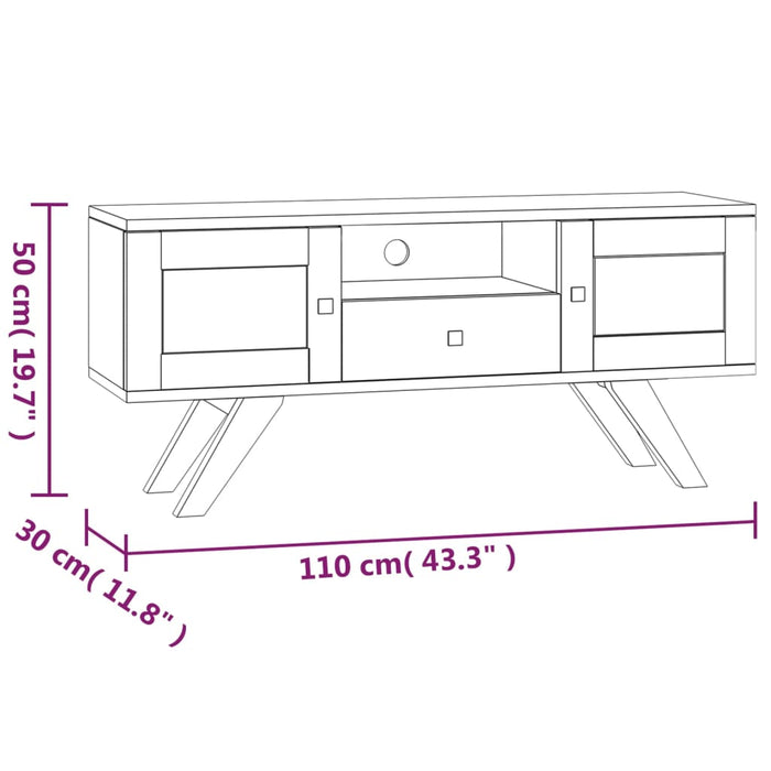 Tv-Meubel 110X30X50 Cm Massief Teakhout Bruin